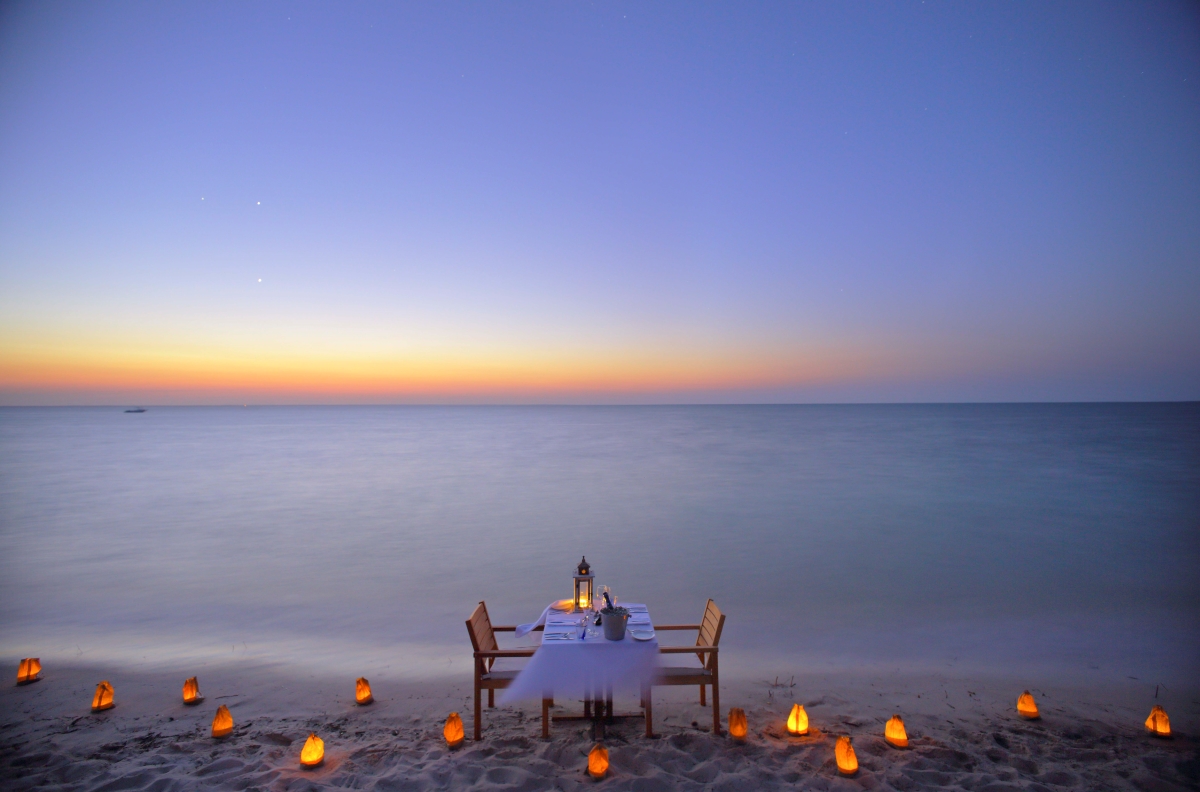 Azura-Benguerra-Island-beach-dining Candle-lit beach dinner