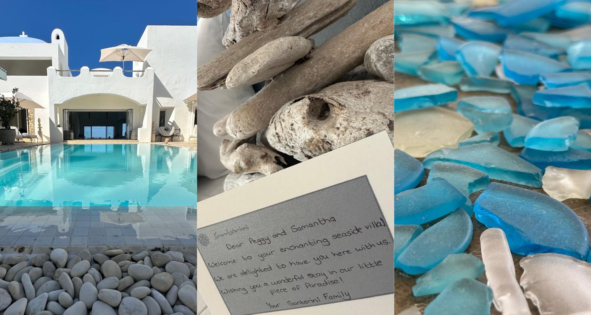 Sam-Mozambique-trip-santorini Photo collage of Sam's stay at Santorini