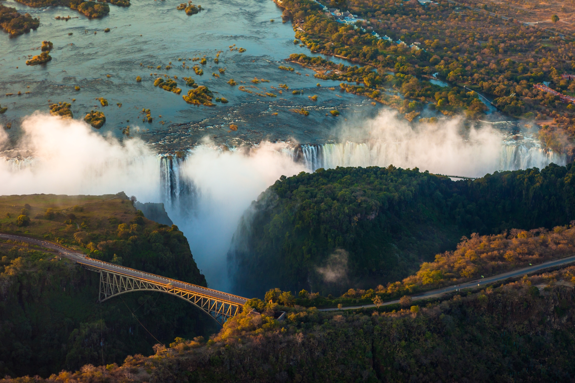 The Victoria Falls presents a spectacular sight of awe-inspiring beauty